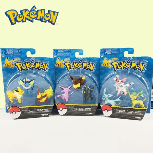 Pokemon Go Eevee Evolution Family Action Figure Toys(3-Pack) - 2"