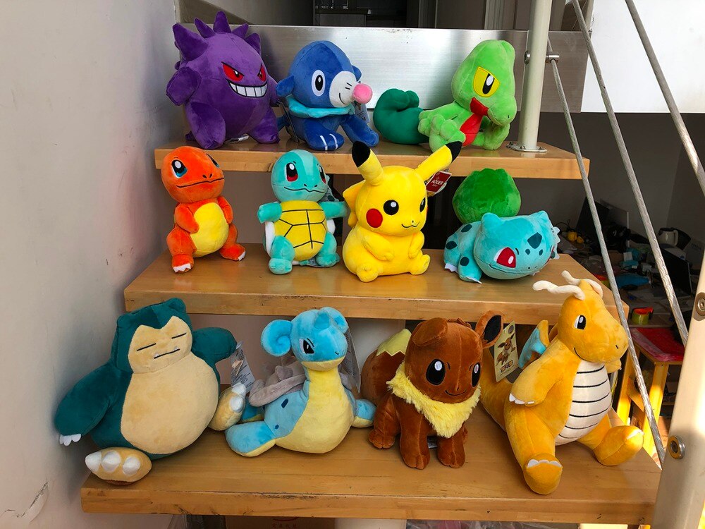 Pikachu Eevee Charmander Squirtle Bulbasaur anime stuffed plush doll Snorlax Mew Lapras Dragonite cute plush toy Kids gifts